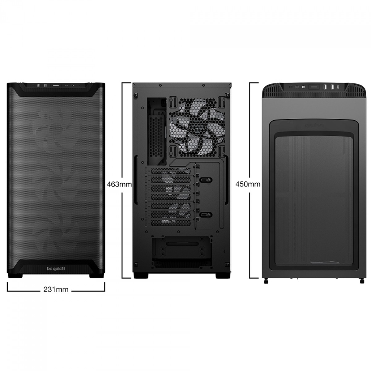 Gabinete Gamer Be Quiet Pure Base 501 LX, ARGB, Mid Tower, Vidro Temperado, ATX, Sem Fonte, Com 4 Fans, Preto, BGW78