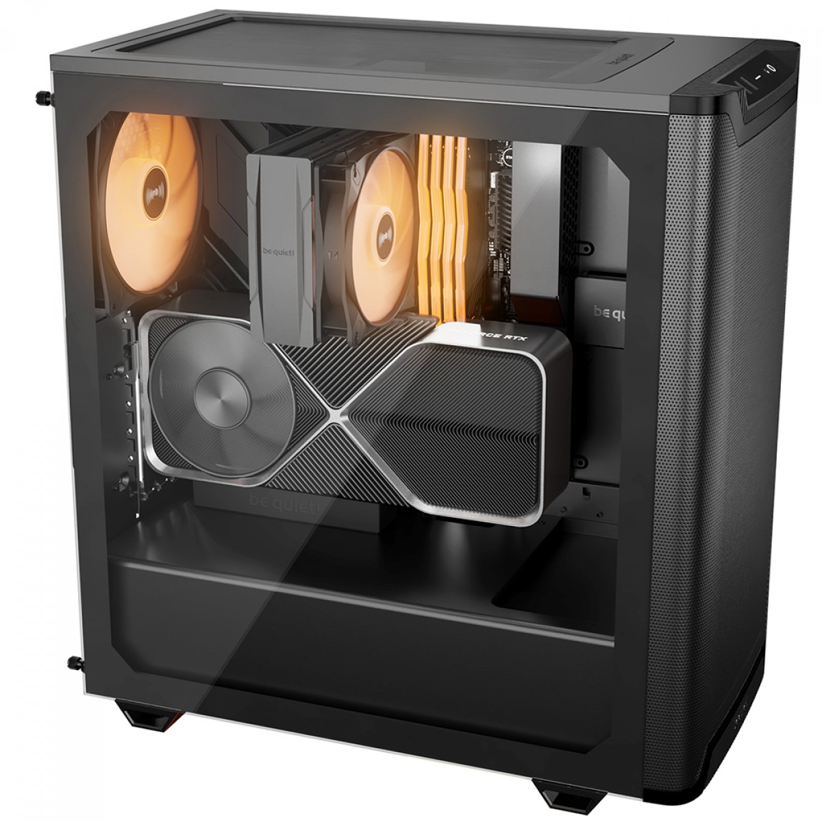 Gabinete Gamer Be Quiet Pure Base 501 LX, ARGB, Mid Tower, Vidro Temperado, ATX, Sem Fonte, Com 4 Fans, Preto, BGW78