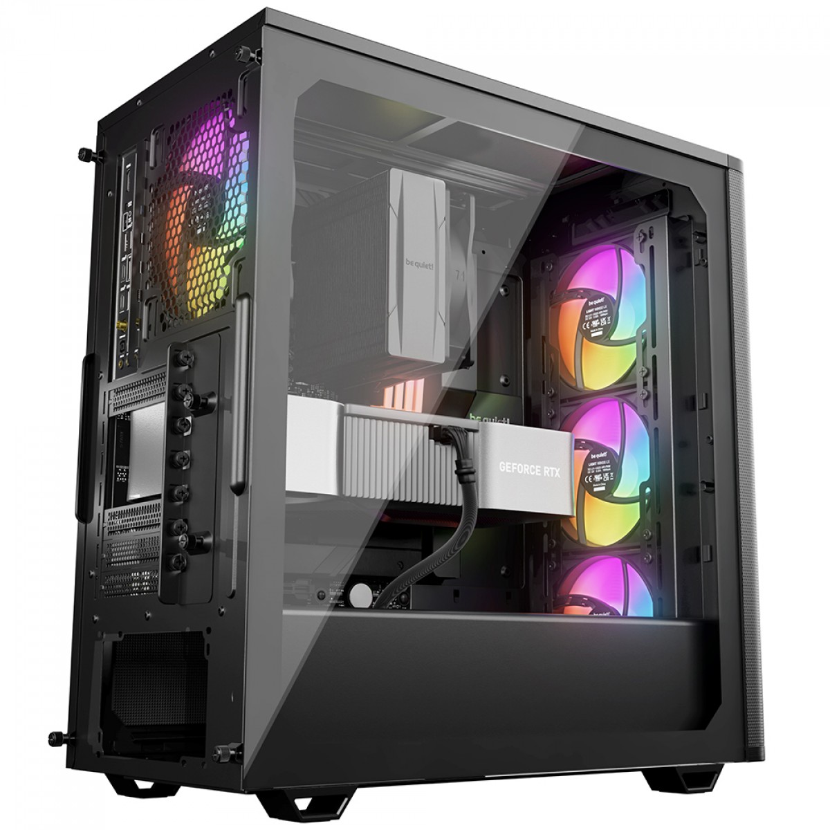 Gabinete Gamer Be Quiet Pure Base 501 LX, ARGB, Mid Tower, Vidro Temperado, ATX, Sem Fonte, Com 4 Fans, Preto, BGW78
