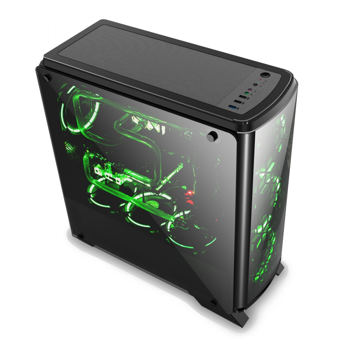 Gabinete Gamer Bluecase BG-007, Mid Tower, S-Fan, Vidro Temperado, Black, S-Fonte