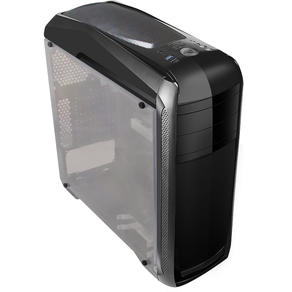 Gabinete Gamer Bluecase BG-024, Mid Tower, S-Fan, Black, S-Fonte