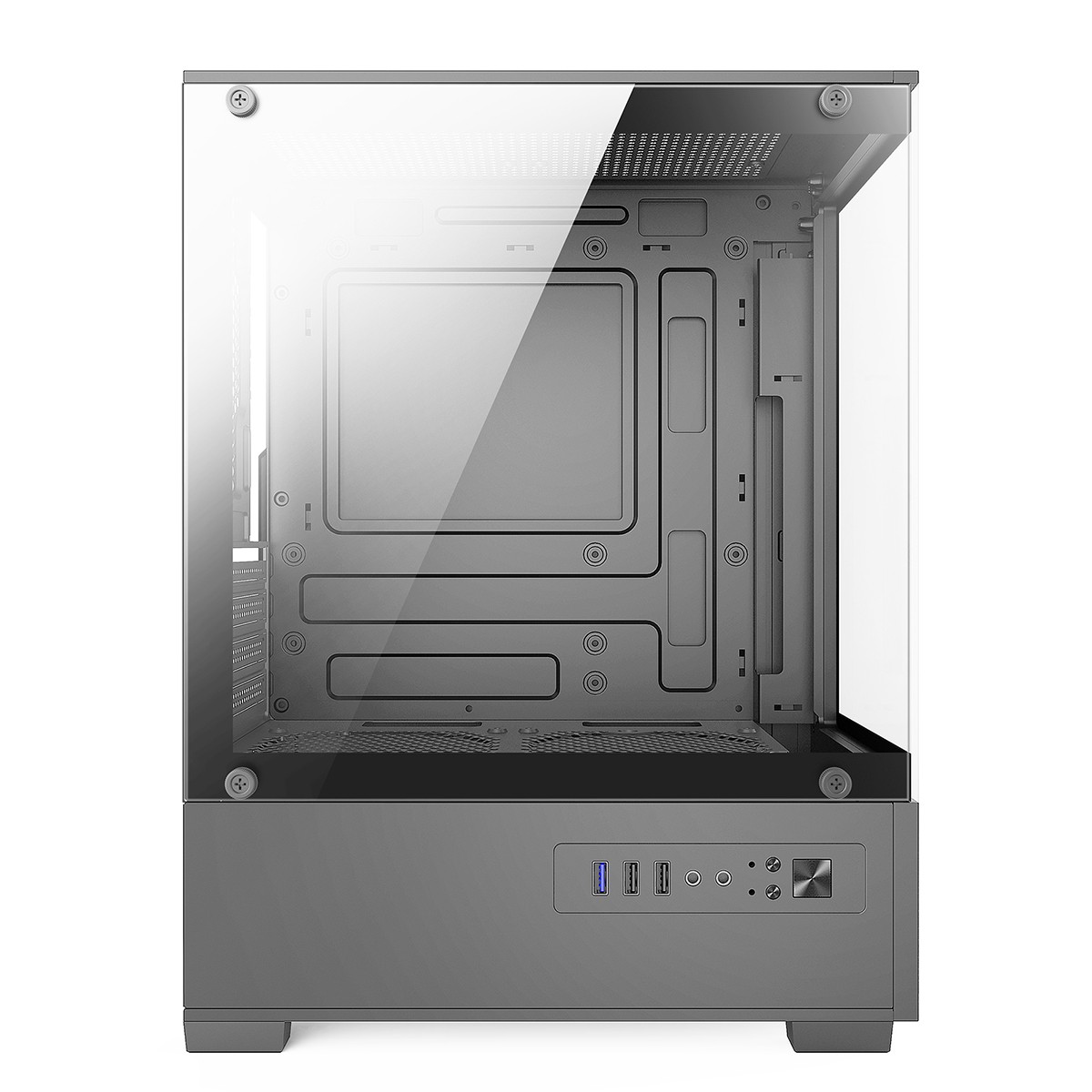 Gabinete Gamer Bluecase HIT BG-054, Mid Tower, Vidro Temperado, M-ATX, Cinza, Sem Fans