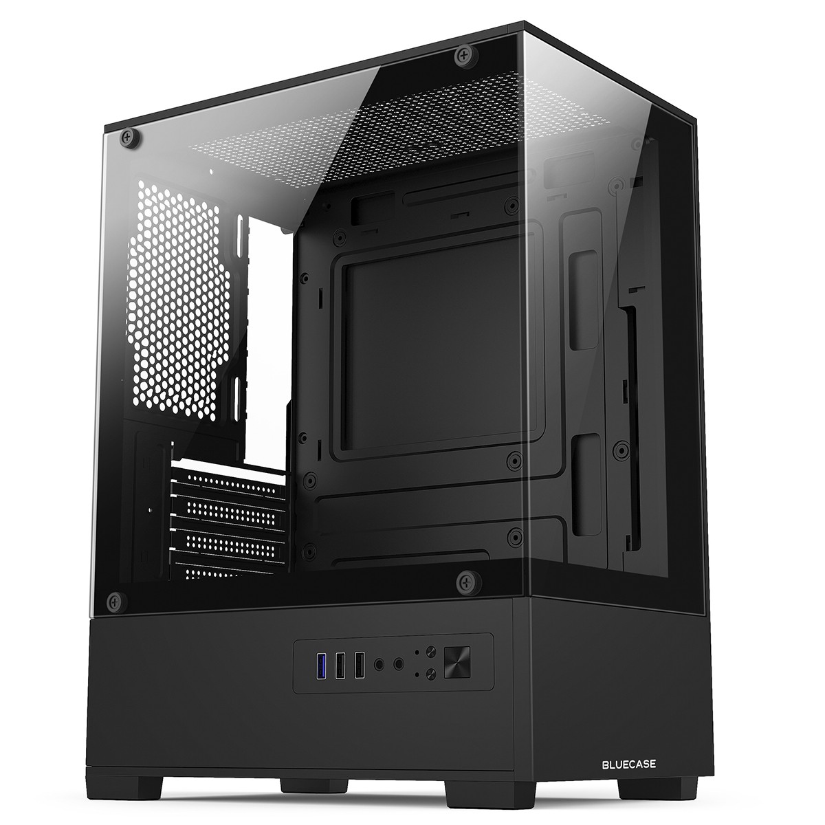 Gabinete Gamer Bluecase HIT BG-054, Mid Tower, Vidro Temperado, M-ATX, Preto, Sem Fans