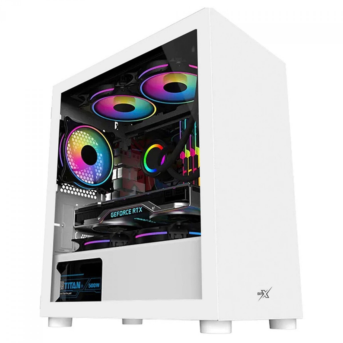 Gabinete Gamer BRX Blazer White, Mid Tower, Vidro Temperado, M-ATX, Sem fan, Branco, CA-035