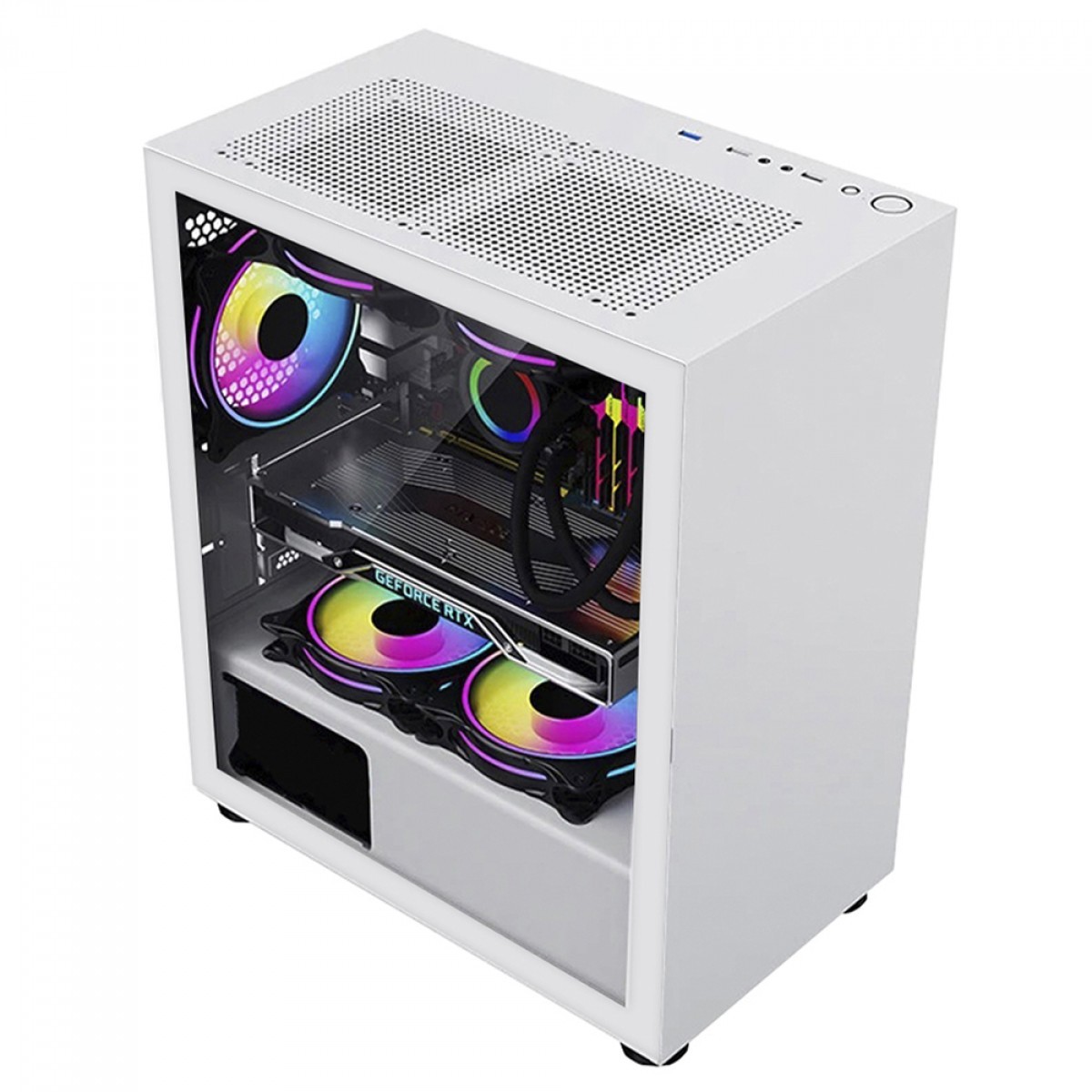 Gabinete Gamer BRX Blazer White, Mid Tower, Vidro Temperado, M-ATX, Sem fan, Branco, CA-035