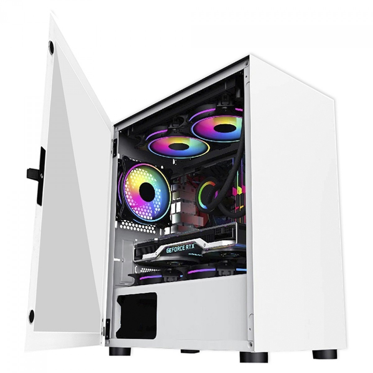 Gabinete Gamer BRX Blazer White, Mid Tower, Vidro Temperado, M-ATX, Sem fan, Branco, CA-035