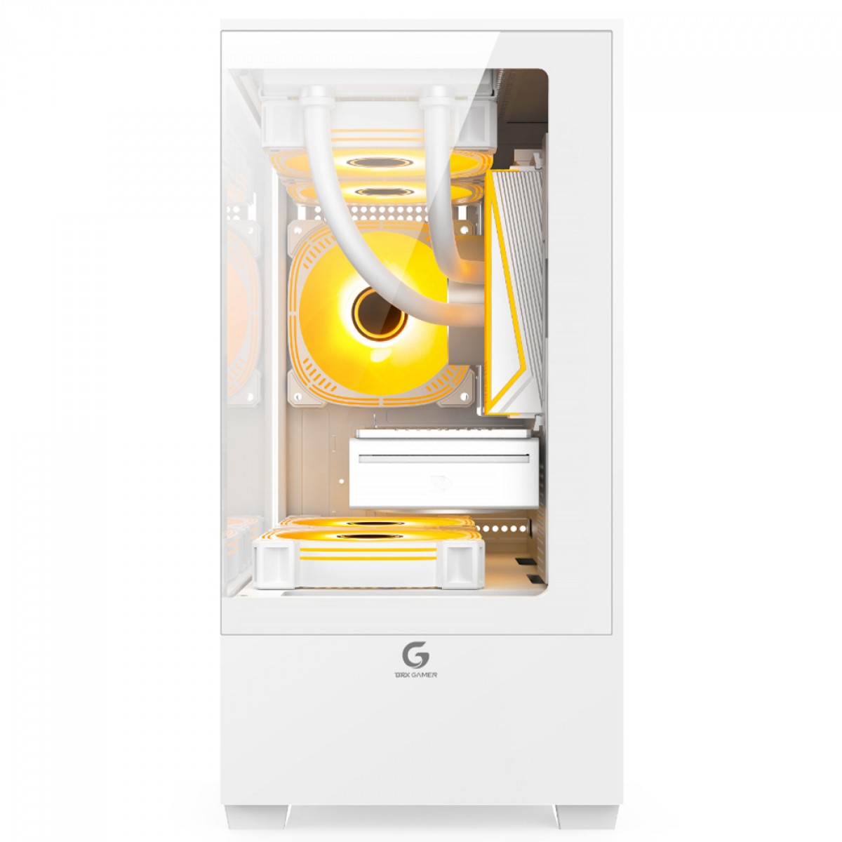 Gabinete Gamer BRX R31W, Mid Tower, Vidro, mATX, Com 3 Fans, Branco