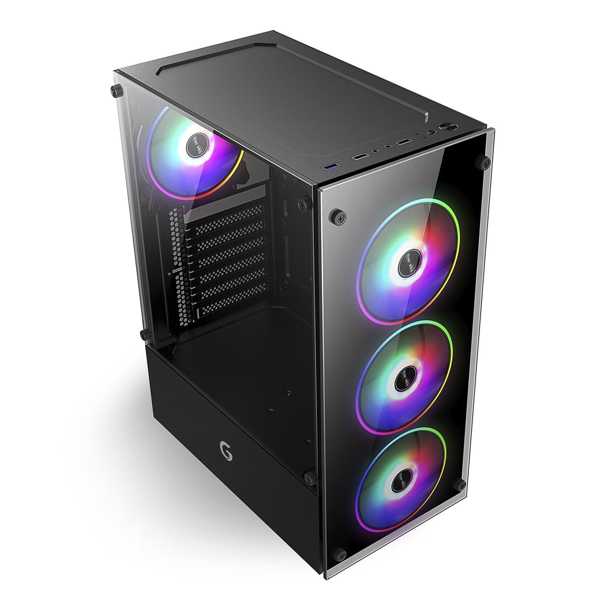 Gabinete Gamer BRX R61B, Mid Tower, ATX, Vidro Temperado, Preto, Sem Fonte, Com 4 Fans