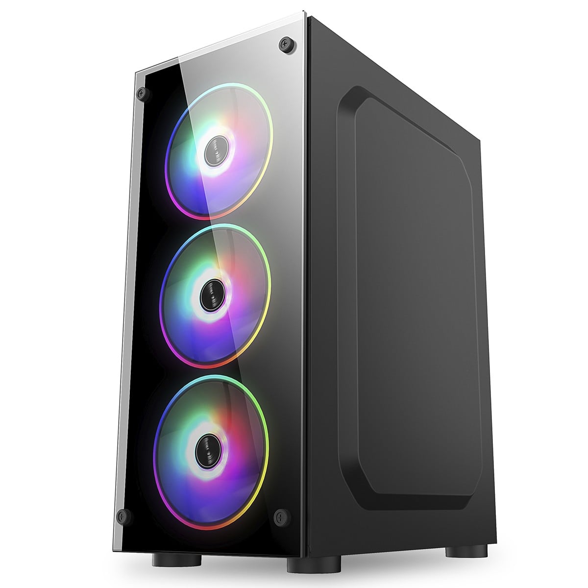 Gabinete Gamer BRX R61B, Mid Tower, ATX, Vidro Temperado, Preto, Sem Fonte, Com 4 Fans