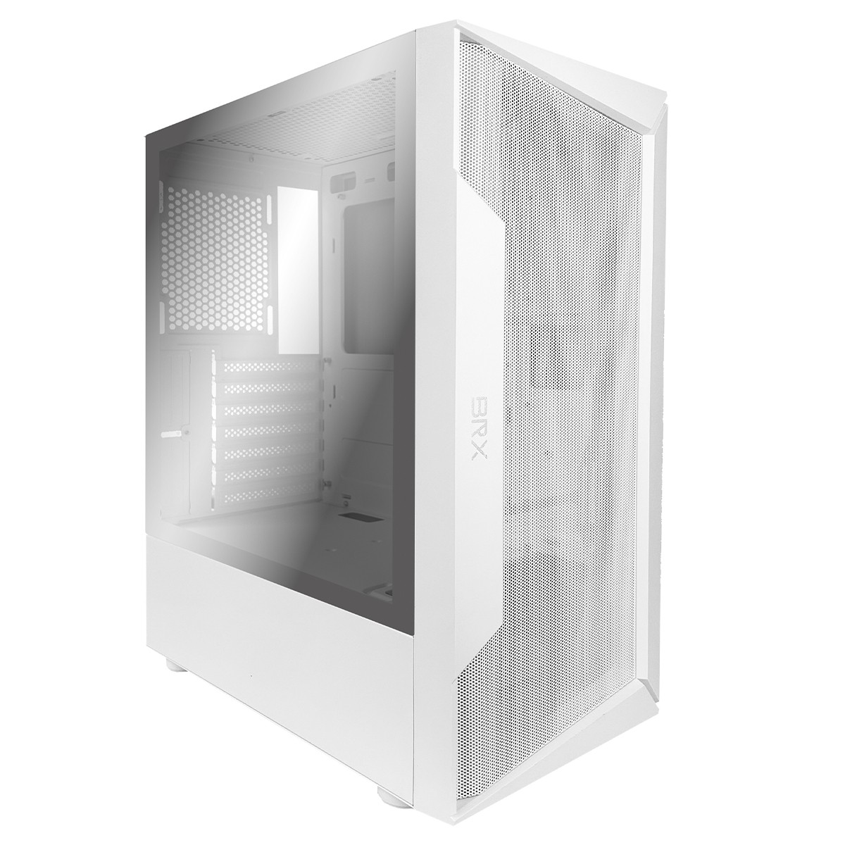 Gabinete Gamer BRX Xpectro White R28W, Mid Tower, Vidro Temperado, Branco, Sem Fonte, Sem Fans