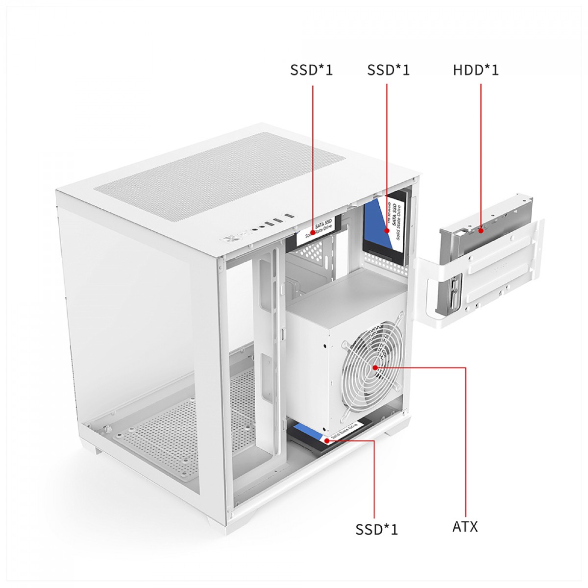 Gabinete Gamer BRX Xtreme Glacier, Mid Tower, Vidro Temperado, Com 3 Fans, Branco, R41W