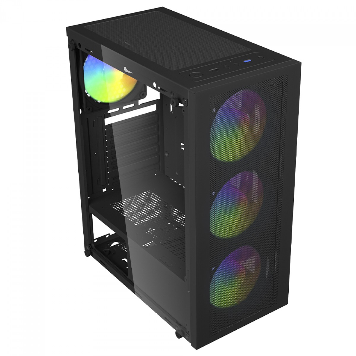Gabinete Gamer BRX Zephyra CA-056, Mid Tower, Vidro Temperado, ATX, Preto, Com 3 Fans, Sem Fonte