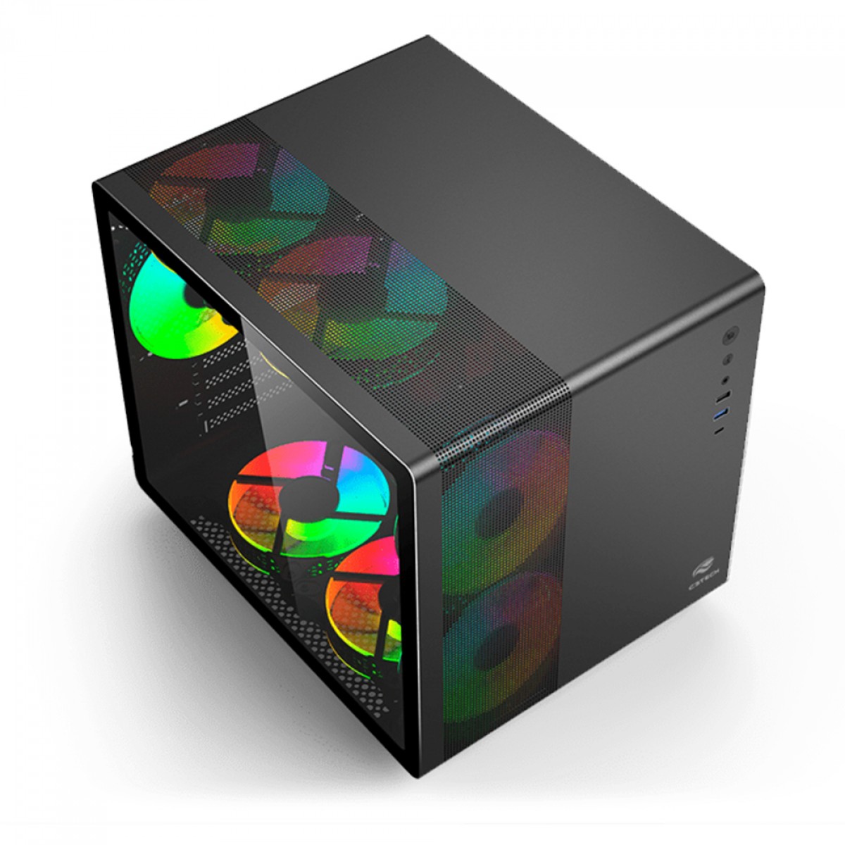 Gabinete Gamer C3Tech Aquarius, Mini Tower, Vidro Temperado, M-ATX, Black, Sem Fonte, Sem Fan, MT-G710BK