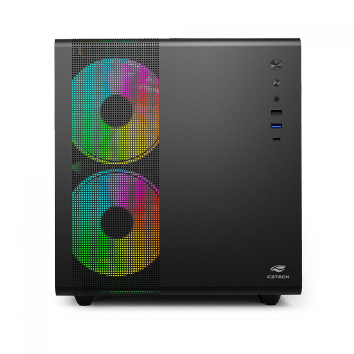 Gabinete Gamer C3Tech Aquarius, Mini Tower, Vidro Temperado, M-ATX, Black, Sem Fonte, Sem Fan, MT-G710BK
