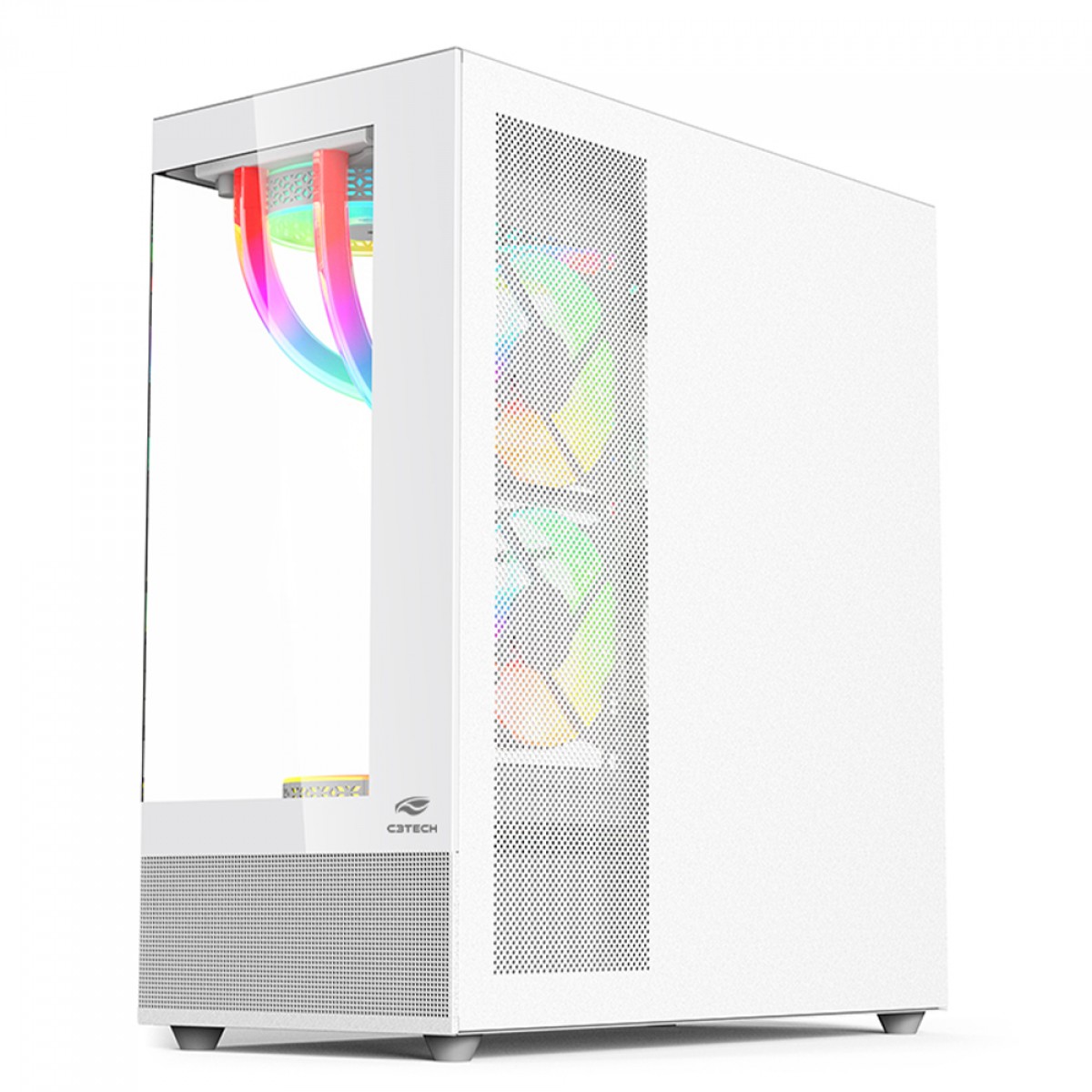 Gabinete Gamer C3Tech MT-G850WH, Mid Tower, Vidro Temperado, ATX, Branco, Sem Fonte, Sem Fan