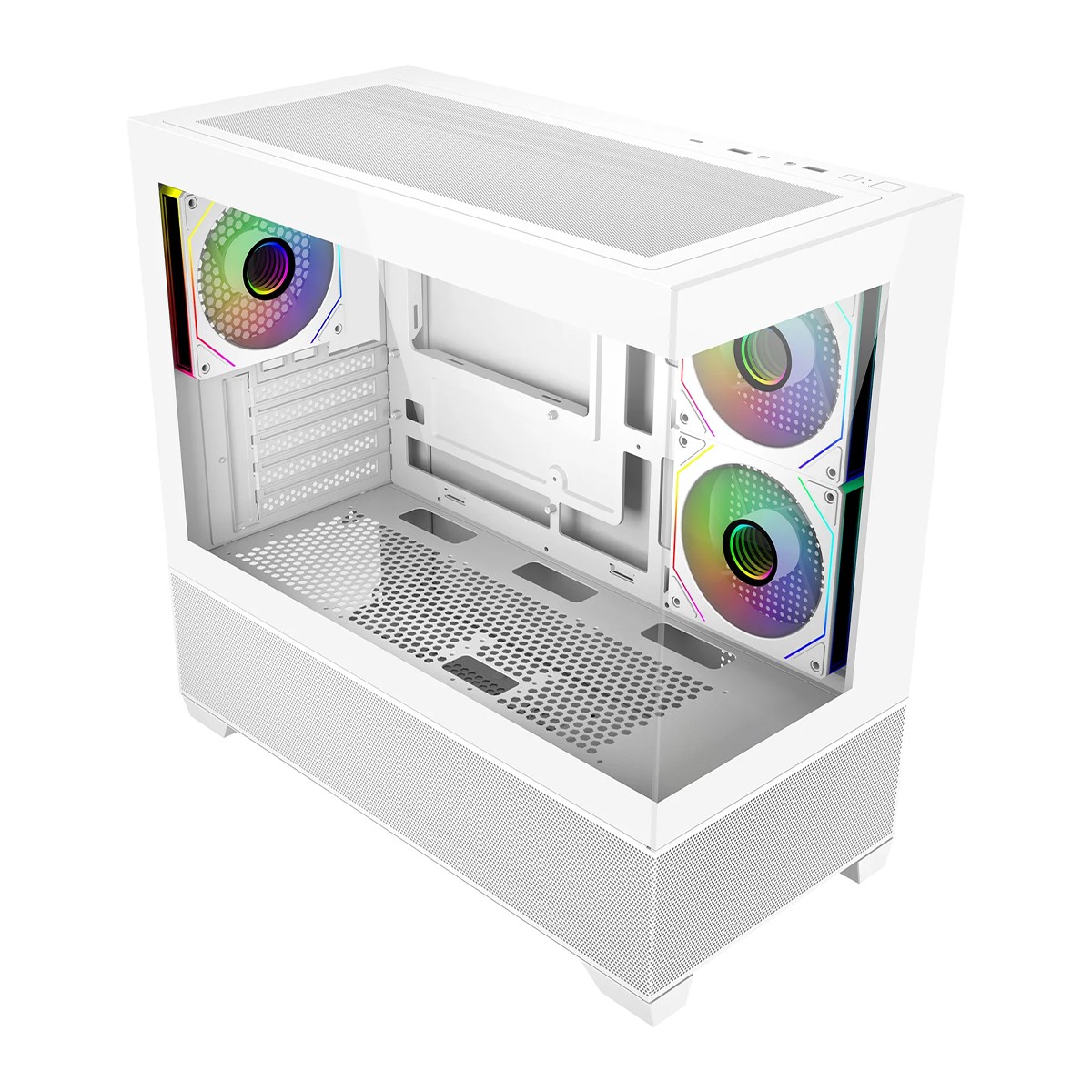 Gabinete Gamer Cooler Master Elite 490, Vidro Temperado, Mini Tower, mATX, Com 3 Fans ARGB, Branco, E490-WHNN-S00