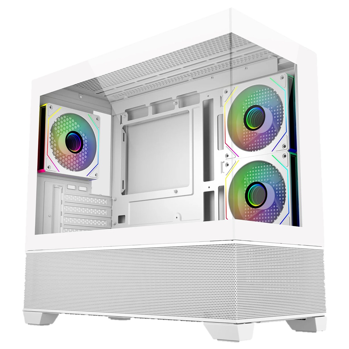 Gabinete Gamer Cooler Master Elite 490, Vidro Temperado, Mini Tower, mATX, Com 3 Fans ARGB, Branco, E490-WHNN-S00