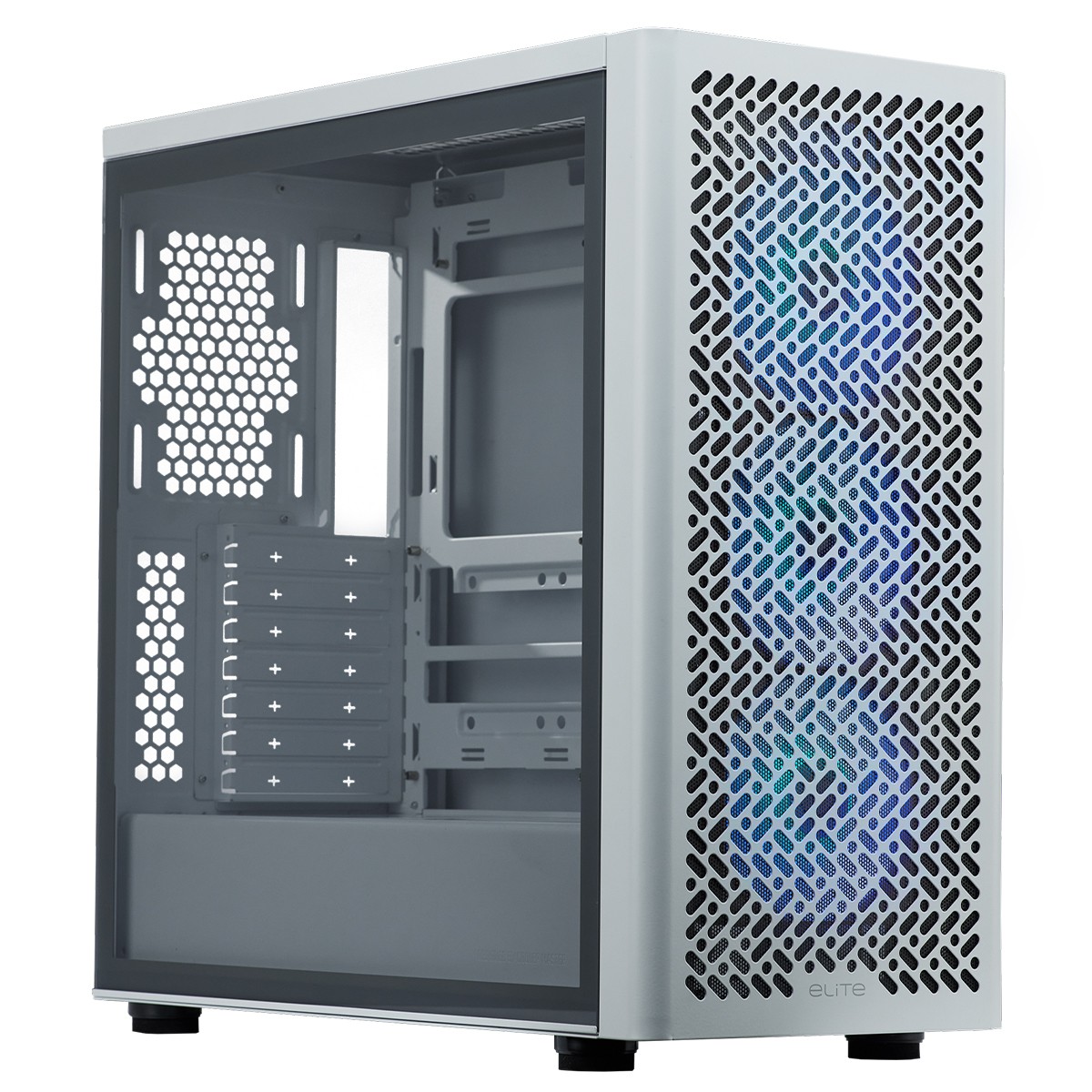 Gabinete Gamer Cooler Master Elite 502, ARGB, Vidro Temperado, Mid Tower, ATX, Com 3 Fans, Branco, E502-WGNN-SAZ