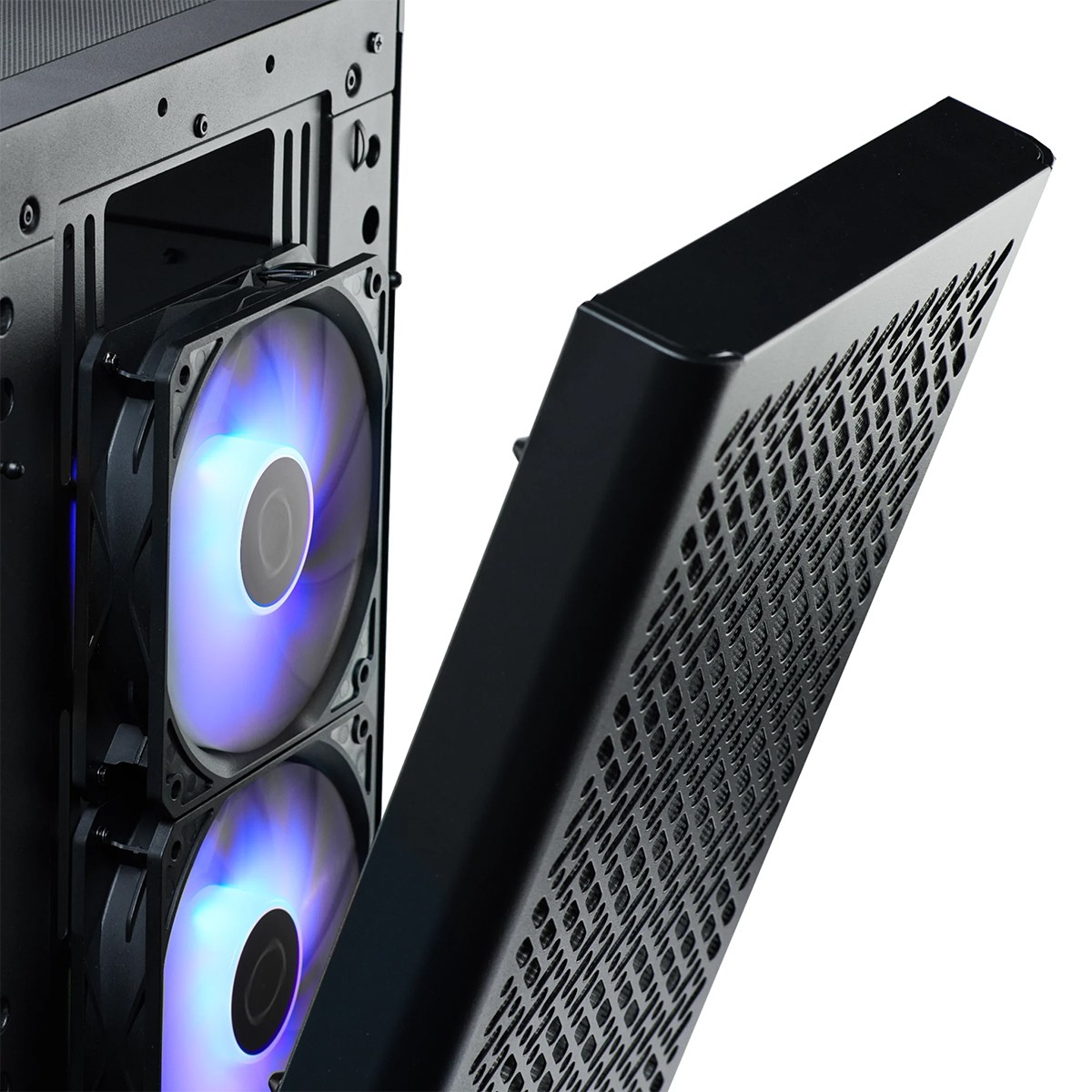 Gabinete Gamer Cooler Master Elite 502, ARGB, Vidro Temperado, Mid Tower, ATX, Com 3 Fans, Preto, E502-KGNN-S00
