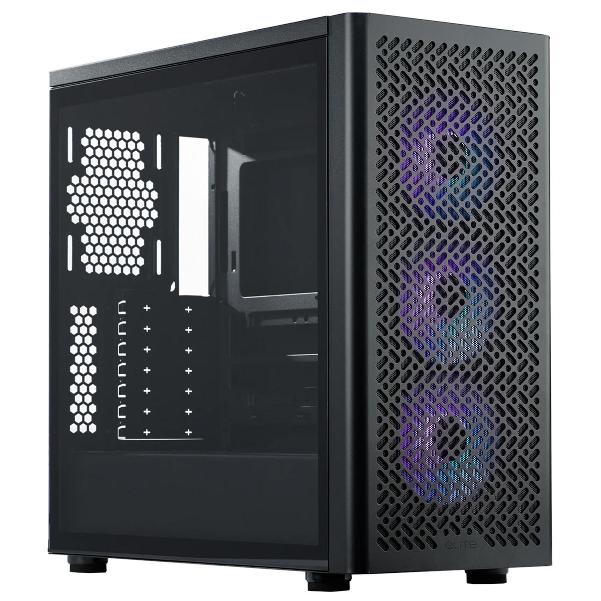 Gabinete Gamer Cooler Master Elite 502, ARGB, Vidro Temperado, Mid Tower, ATX, Com 3 Fans, Preto, E502-KGNN-SAZ