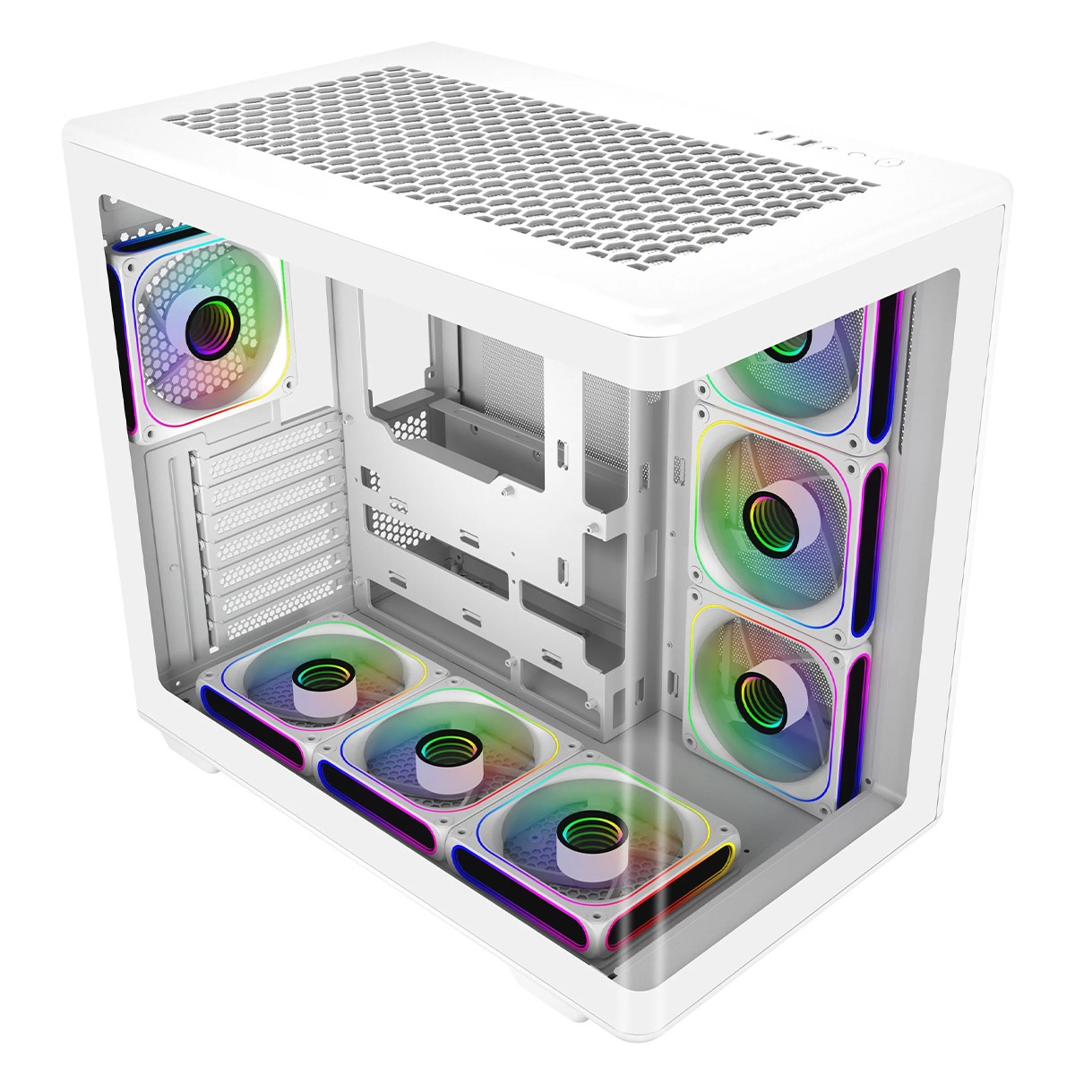 Gabinete Gamer Cooler Master Elite 600, ARGB, Mid-Tower, Vidro Temperado, ATX, Branco, Sem Fonte, Com 7 Fans, E600-WGNN-S02