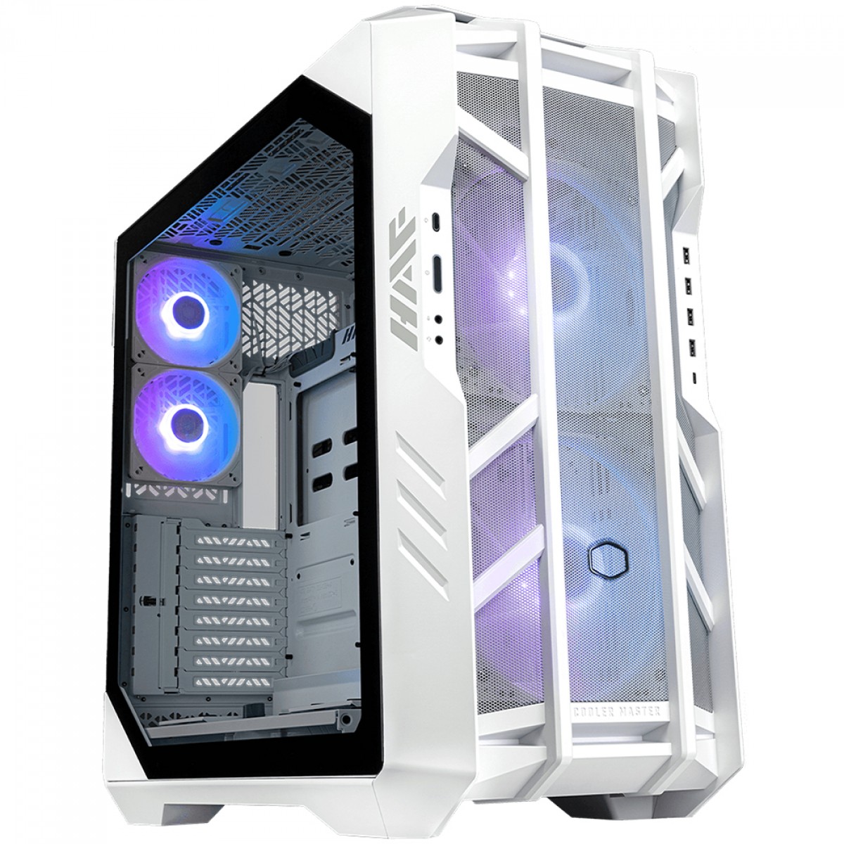 Gabinete Gamer Cooler Master Haf Full Tower Vidro Temperado Sem Fonte Com Fans Branco