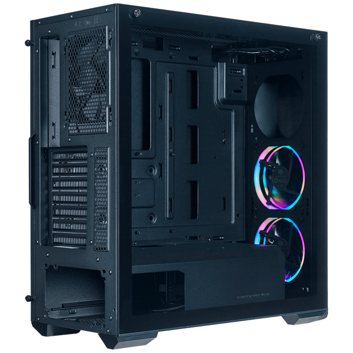 Gabinete Gamer Cooler Master K501L ARGB, Mid Tower, Vidro Temperado, ATX, Black, Sem Fonte, Com 3 Fans, MCB-K501L-KGNN-SR3