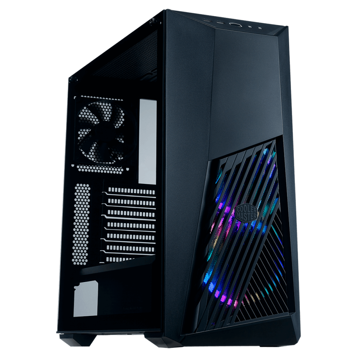 Gabinete Gamer Cooler Master K501L ARGB, Mid Tower, Vidro Temperado, ATX, Black, Sem Fonte, Com 3 Fans, MCB-K501L-KGNN-SR3