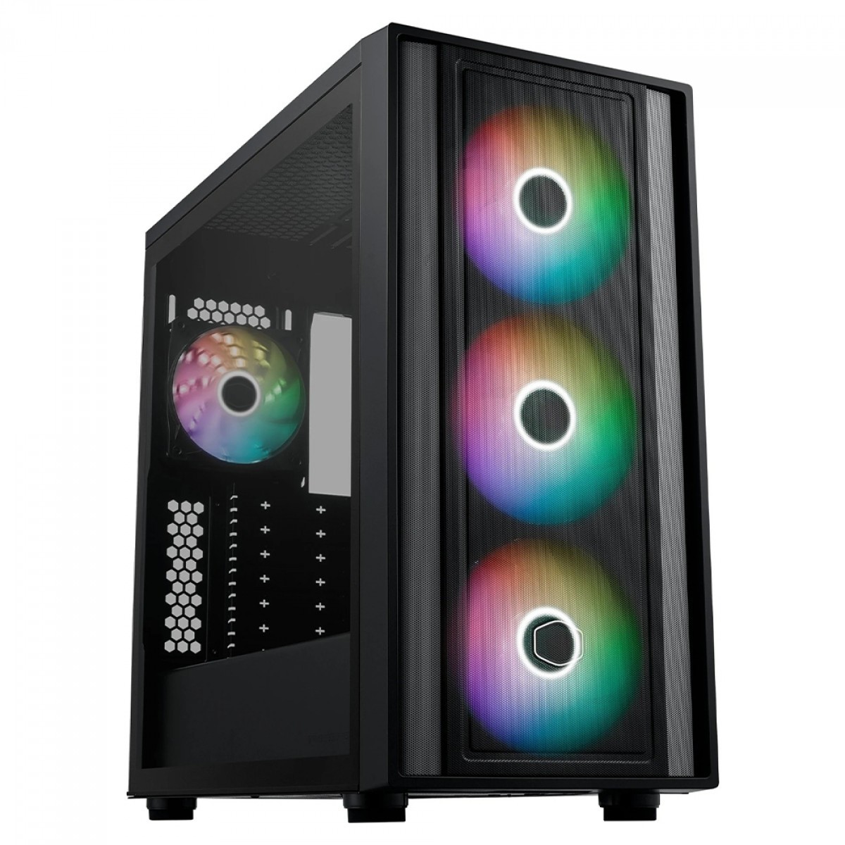 Gabinete Gamer Cooler Master MasterBox 600, Mid Tower, Vidro Temperado, ATX, Sem Fonte, Com 4 Fans ARGB, MB600-KGNN-S00