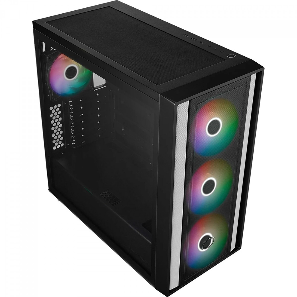 Gabinete Gamer Cooler Master MasterBox 600, Mid Tower, Vidro Temperado, ATX, Sem Fonte, Com 4 Fans ARGB, MB600-KGNN-S00