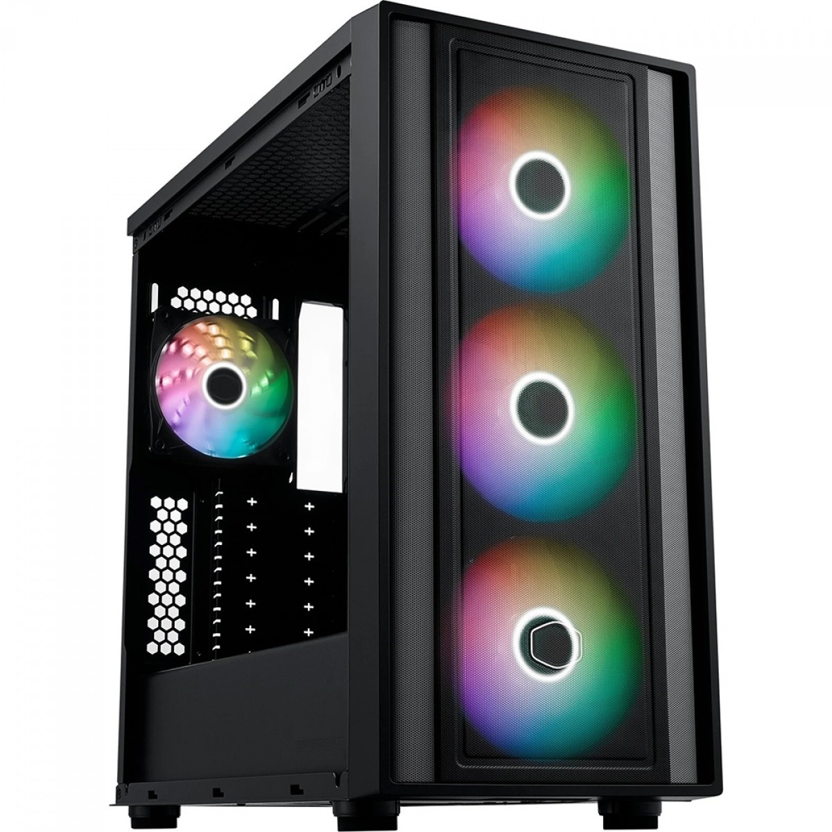Gabinete Gamer Cooler Master MasterBox 600, Mid Tower, Vidro Temperado, ATX, Sem Fonte, Com 4 Fans ARGB, MB600-KGNN-S00