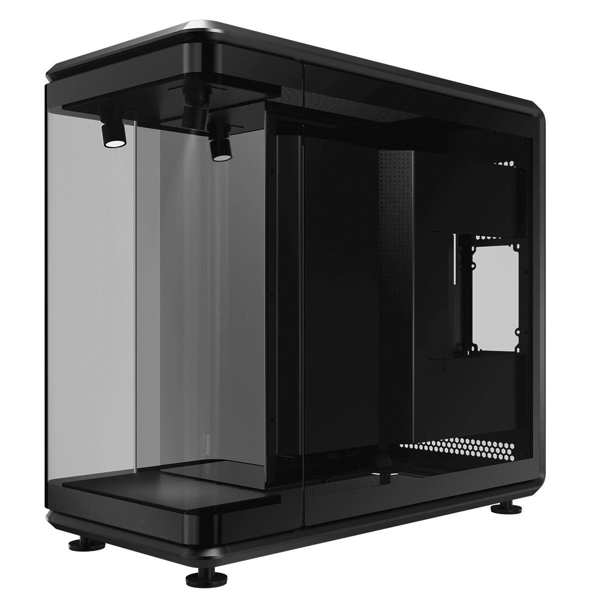 Gabinete Gamer Cooler Master MasterFrame 360 Panorama, Vidro Temperado, Mid Tower, ATX, Sem Fans, Preto, MF360-KINN-S00