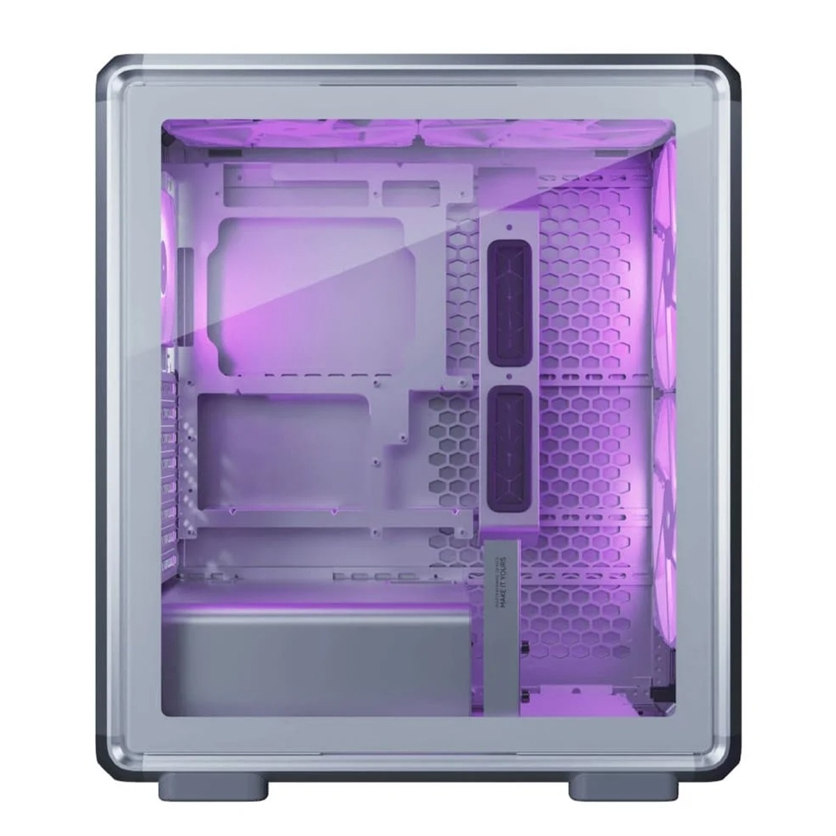 Gabinete Gamer Cooler Master MasterFrame 500 Mesh, ARGB, Mid-Tower, Vidro Temperado, E-ATX, Prata, Com 3 Fans, MF500M-SHNN-S01