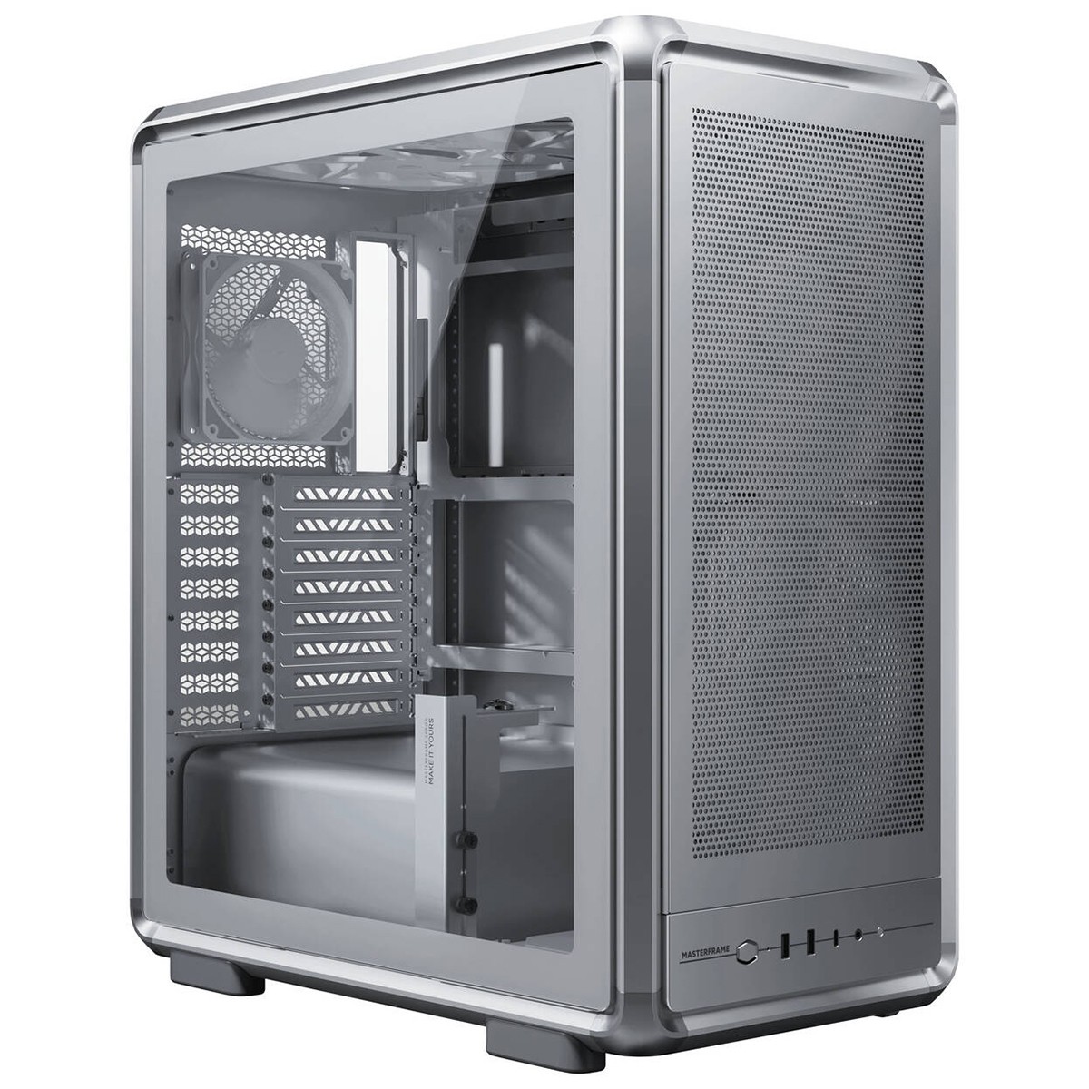 Gabinete Gamer Cooler Master MasterFrame 500 Mesh, Mid-Tower, Vidro Temperado, E-ATX, Prata, Com 3 Fans, MF500M-SHNN-S00