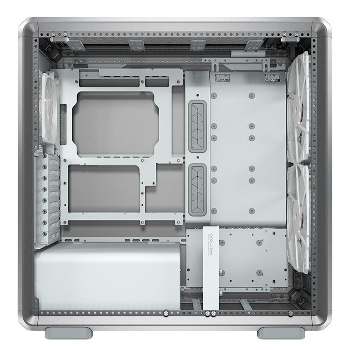 Gabinete Gamer Cooler Master MasterFrame 600 Mesh, ARGB, Mid-Tower, Vidro Temperado, E-ATX, Prata, Com 3 Fans, MF600M-SGNN-S01