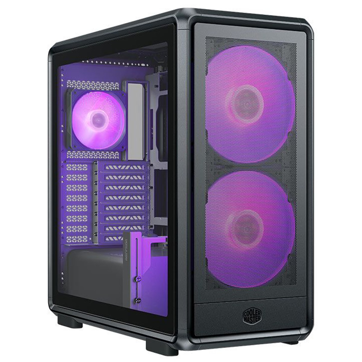 Gabinete Gamer Cooler Master MasterFrame 600 Mesh, ARGB, Mid-Tower, Vidro Temperado, E-ATX, Preto, Com 3 Fans, MF600M-KGNN-S01