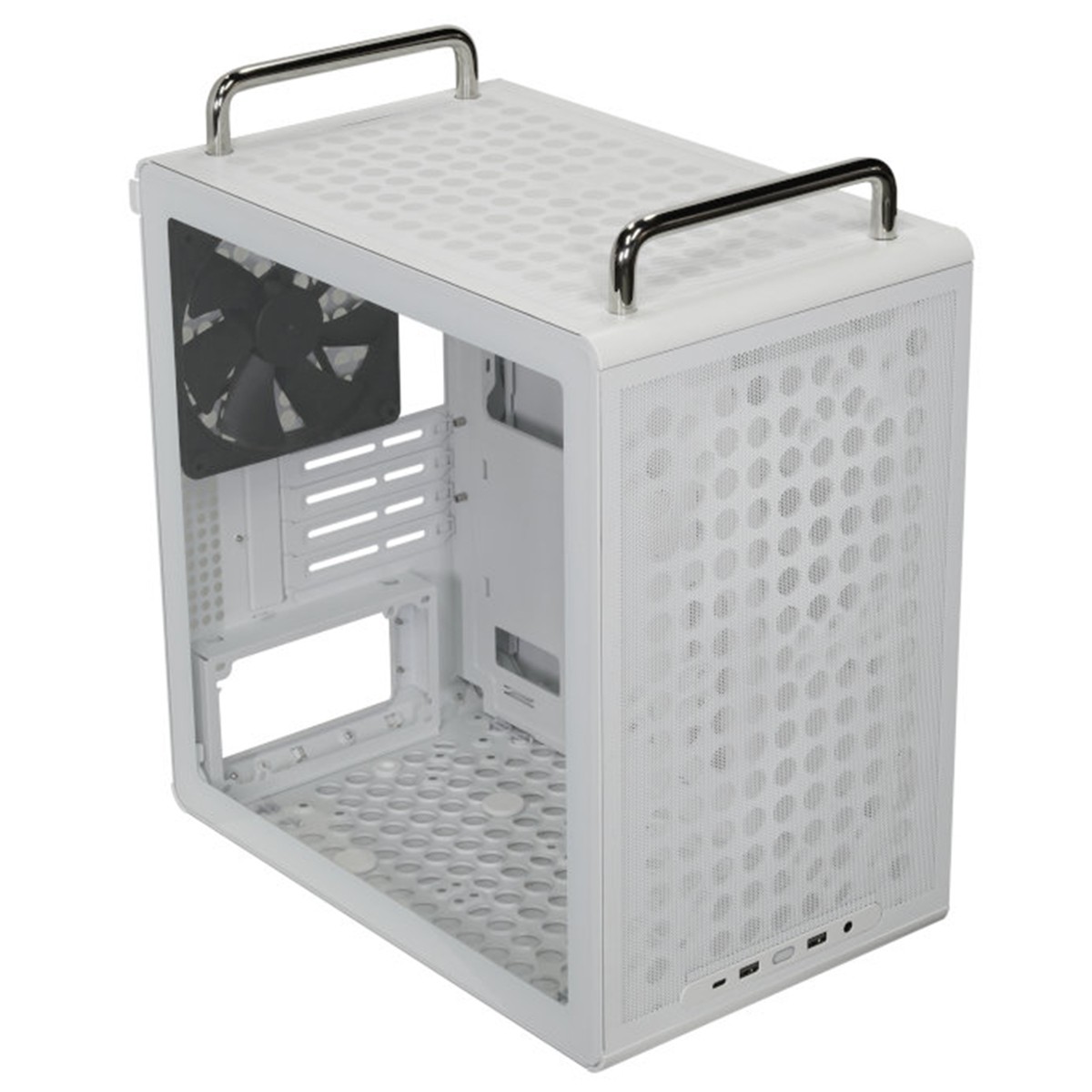 Gabinete Gamer Cooler Master Qube 340, Mid-Tower, Vidro Temperado, MATX, Branco, Sem Fonte, Com 1 Fan, Q340-WGNN-S00