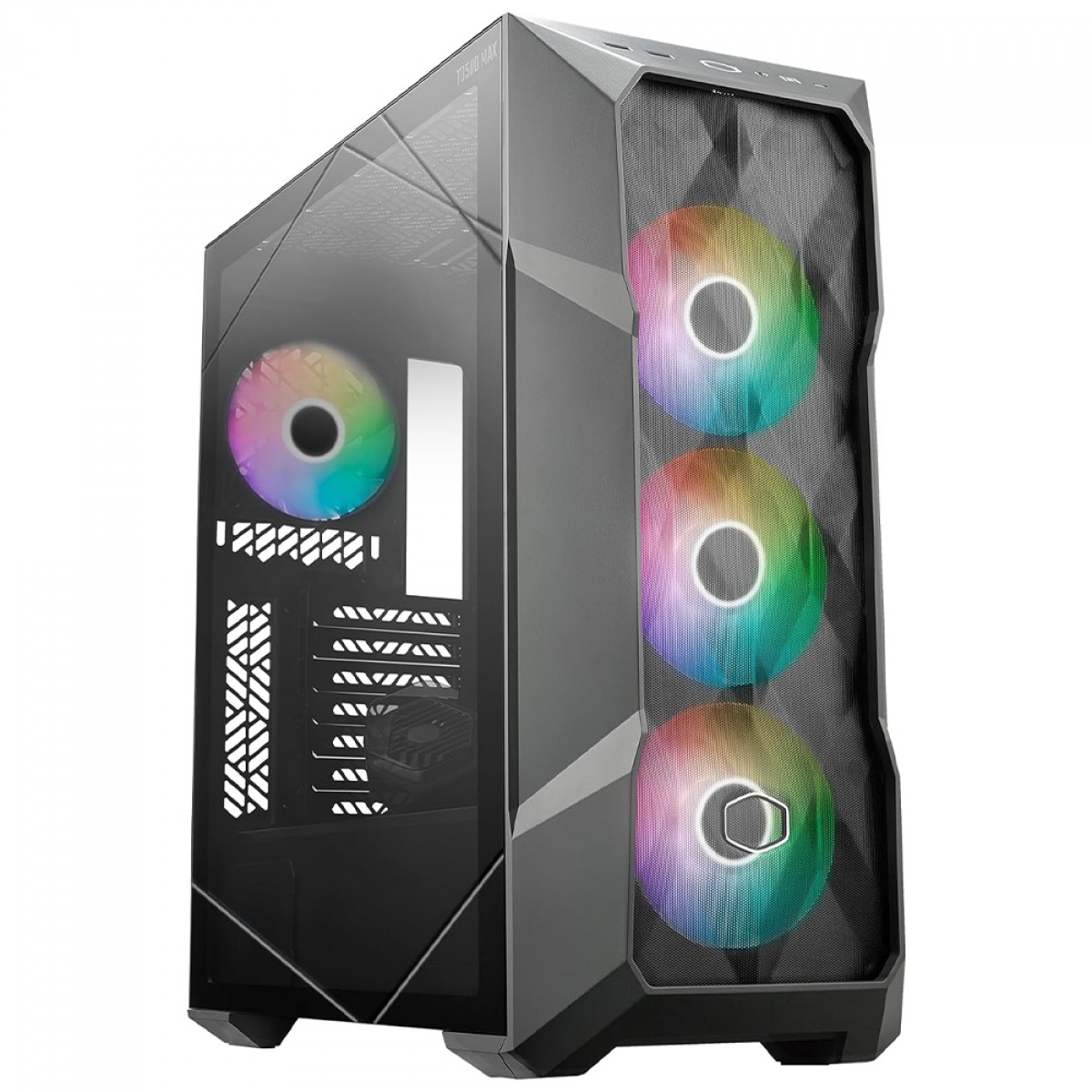 Gabinete Gamer Cooler Master TD500 Max, Mid Tower, ATX, Vidro Temperado, Com Fonte GX II 850W GOLD, Water Cooler 360 Atmos, 3 Fan, ARGB, Preto, TD500V2-MGNN85-SL0