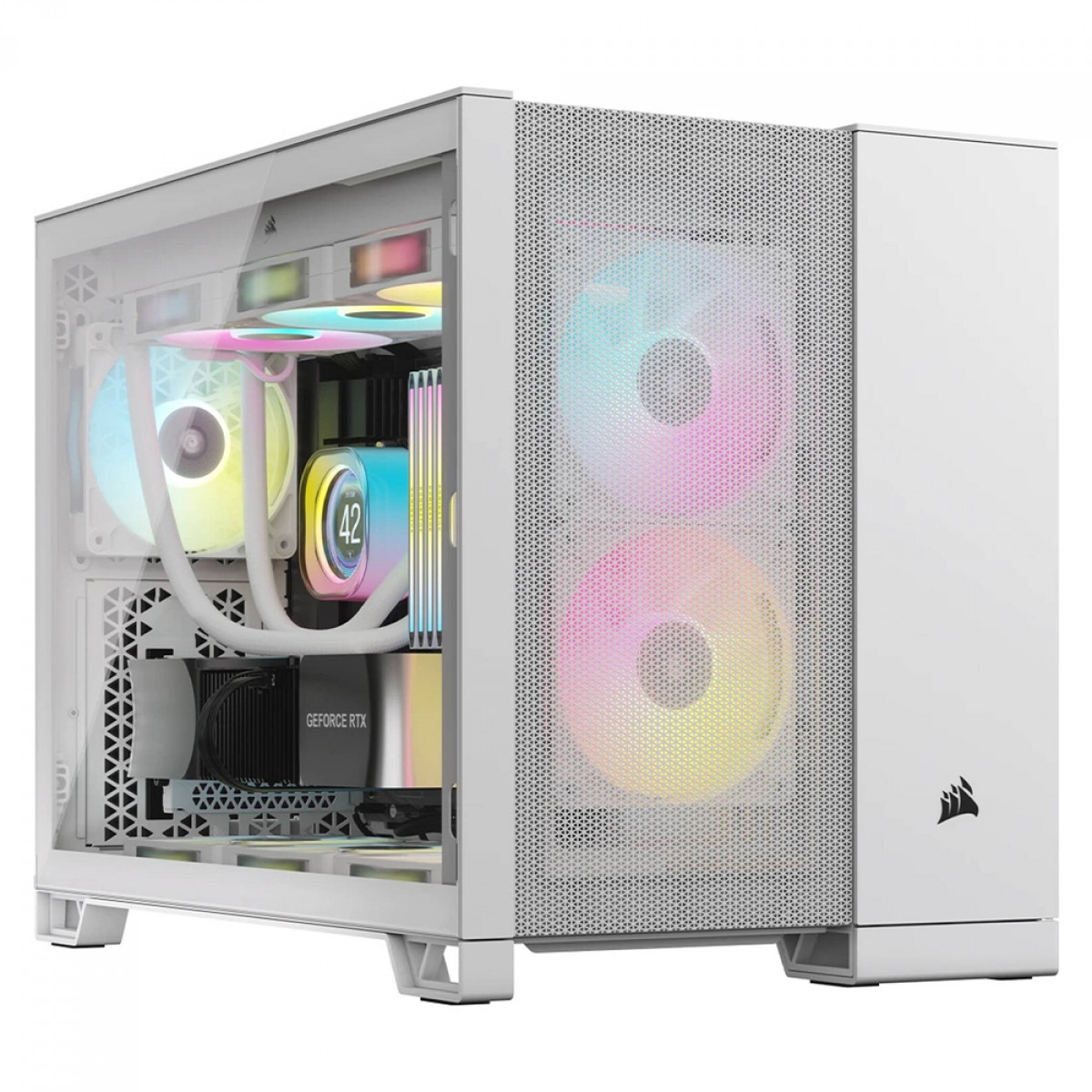 Gabinete Gamer Corsair 2500D Airflow, Mid Tower, Vidro Temperado, MATX, Branco, Sem Fonte, Sem Fans, CC-9011264-WW