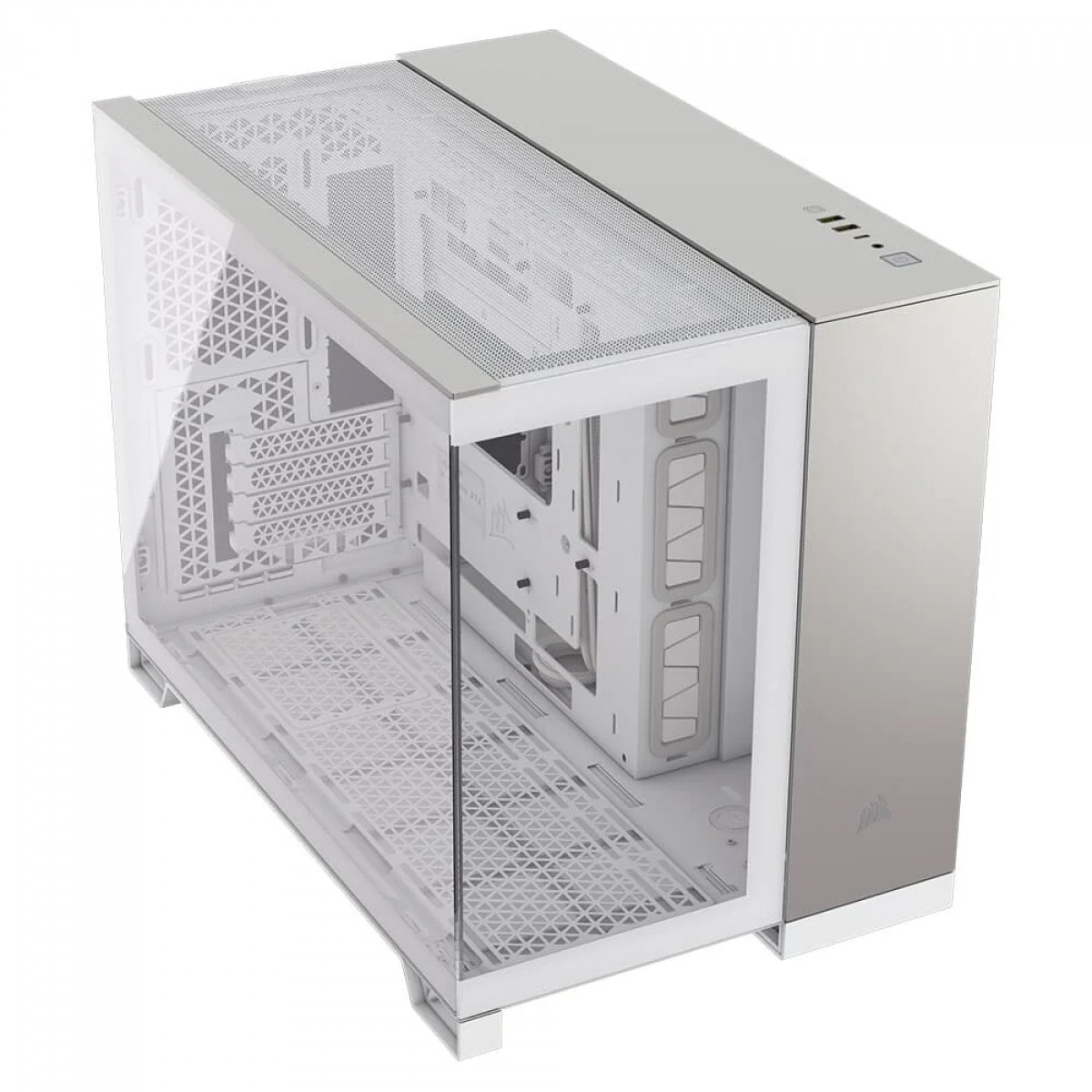 Gabinete Gamer Corsair 2500X, Mid Tower, Vidro Temperado, MATX, Branco/Alumínio, Sem Fans, CC-9011289-WW