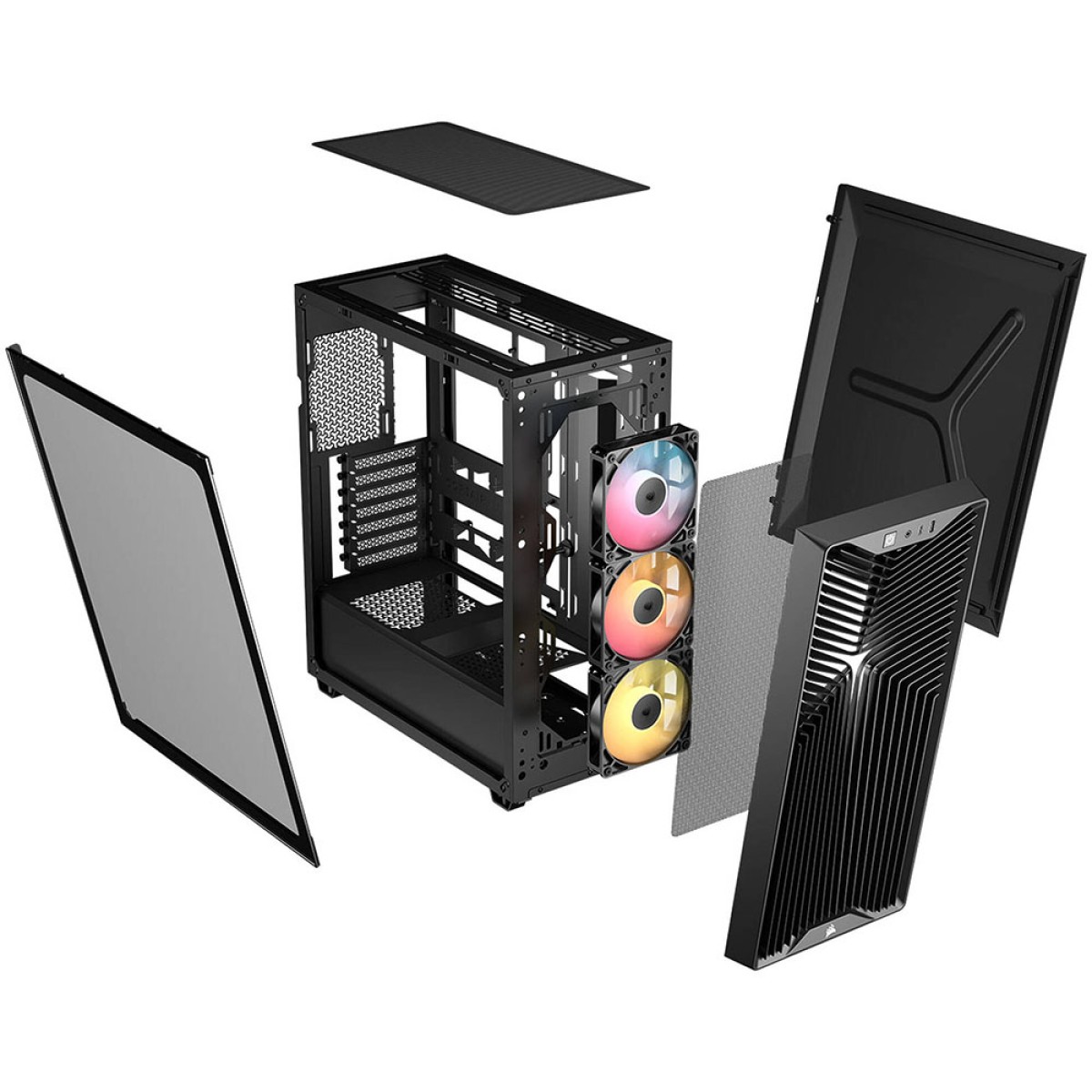 Gabinete Gamer Corsair 3200D RS ARGB, Mid Tower, Vidro Temperado, ATX, Com 3 Fans, Sem Fonte, Preto, CC-9011344-WW