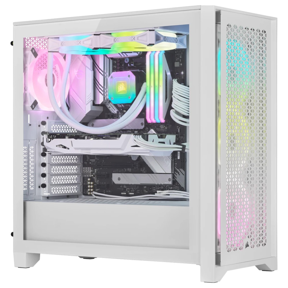 Gabinete Gamer Corsair 4000D RGB Airflow QL Edition, Mid Tower, Vidro Temperado, ATX, Com 4 Fans, Branco, CC-9011232-WW