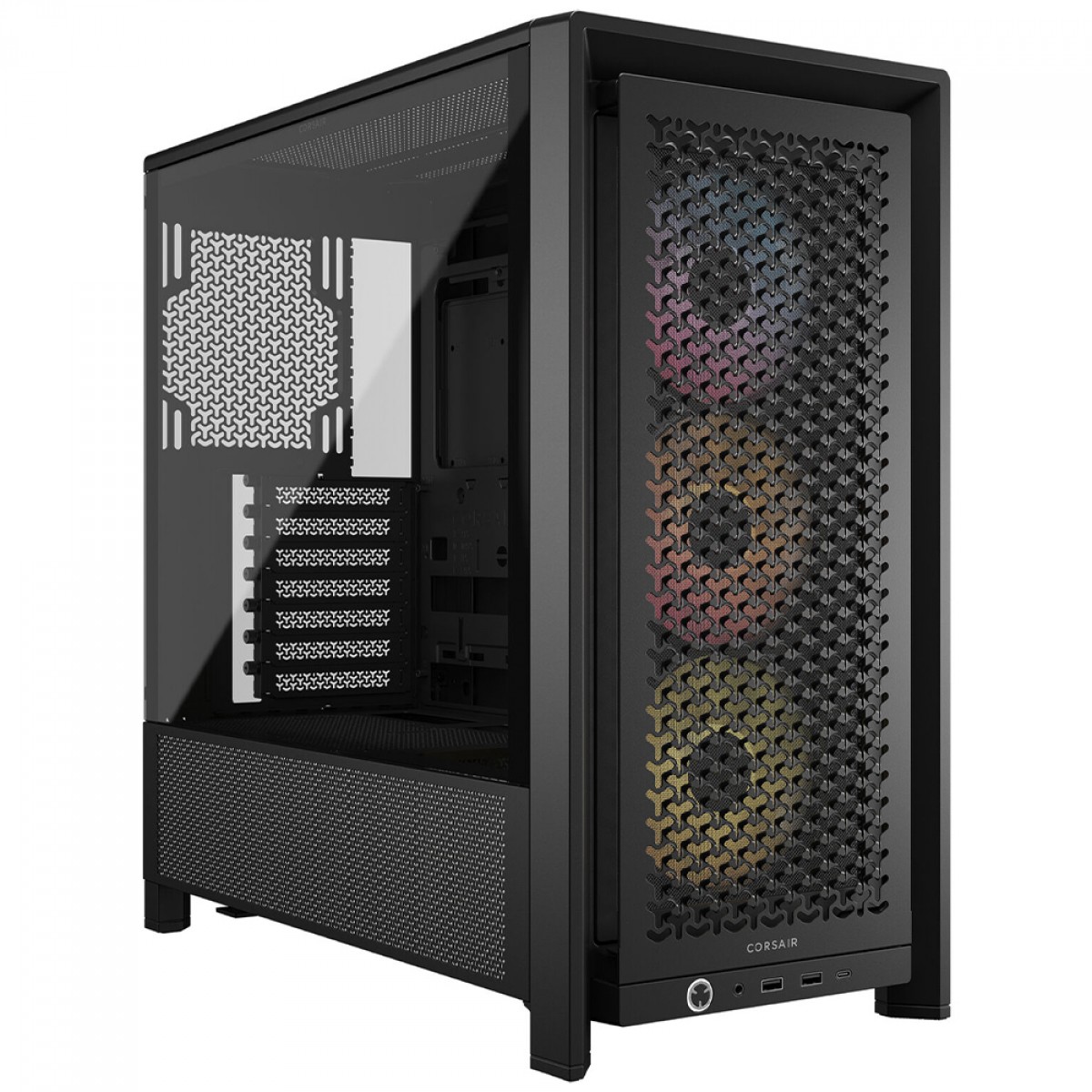 Gabinete Gamer Corsair 4000D RS, ARGB, Mid Tower, Vidro Temperado, E-ATX, Sem Fonte, Com 3 Fans, Preto, CC-9011296-WW