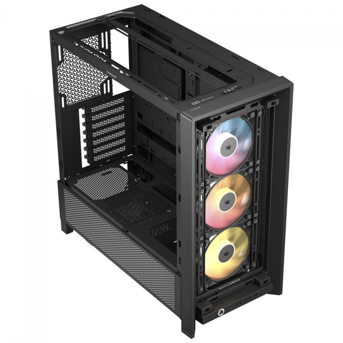 Gabinete Gamer Corsair 4000D RS, ARGB, Mid Tower, Vidro Temperado, E-ATX, Sem Fonte, Com 3 Fans, Preto, CC-9011296-WW