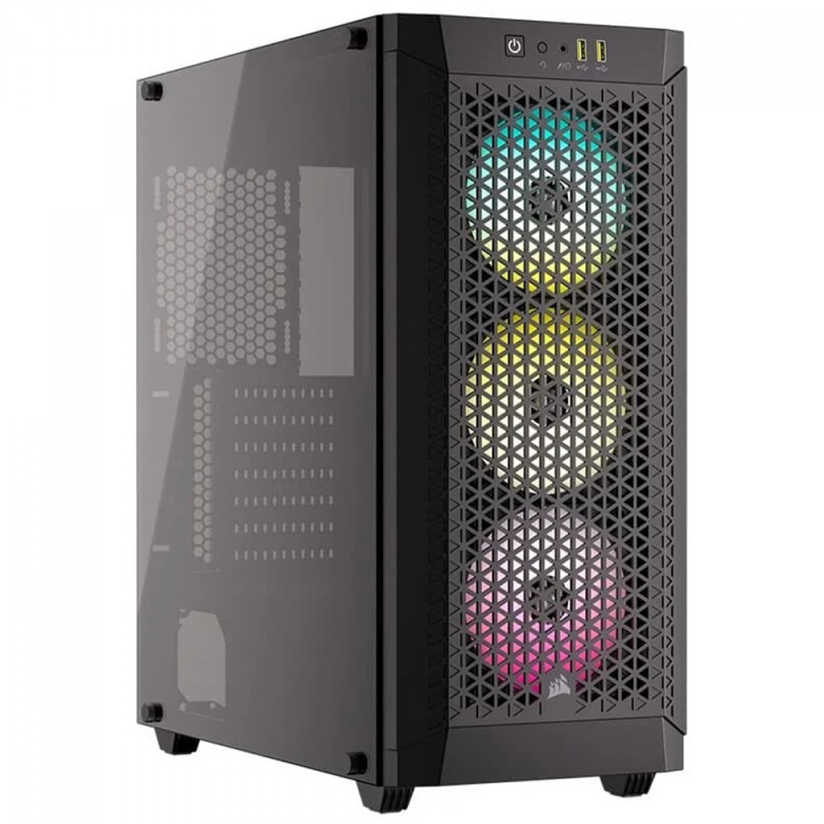 Gabinete Gamer Corsair 480T Airflow, RGB, Mid Tower, Vidro Temperado, ATX, Com 3 Fans, Sem Fonte, Preto, CC-9011272-WW