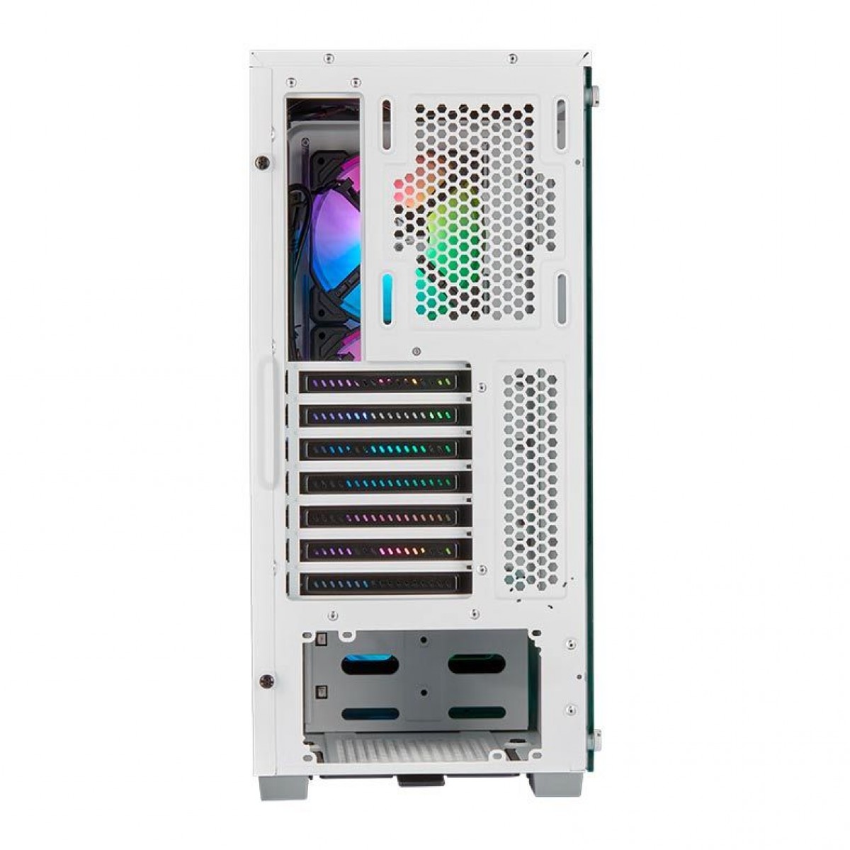 Gabinete Gamer Corsair, Icue 220T AirFlow White, Mid Tower, Vidro Temperado, ATX, White, CC-9011174-WW, Sem Fonte, Com 3 Fans