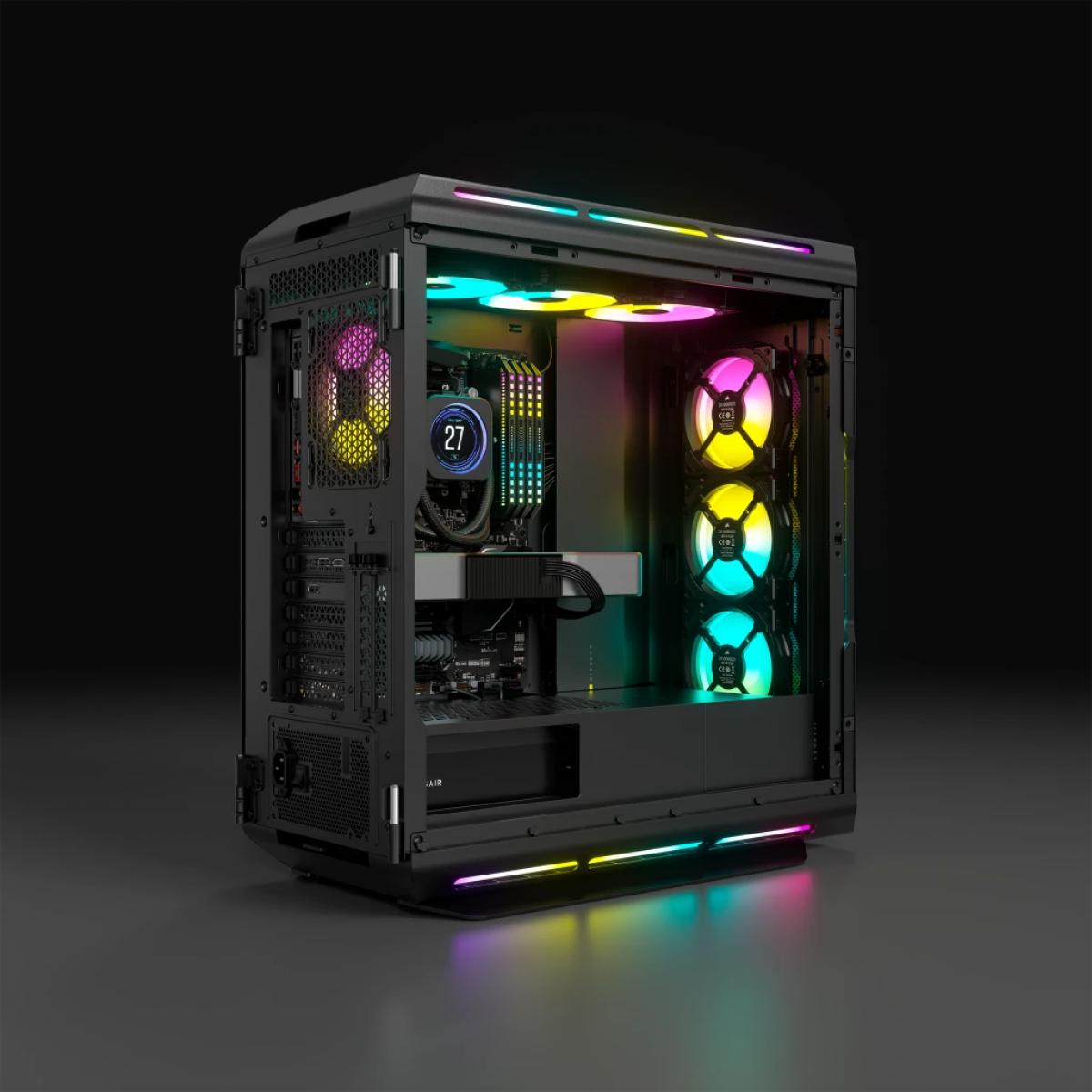 Gabinete Gamer Corsair iCUE 5000T RGB, Mid Tower, Vidro Temperado, Black, ATX, Sem Fonte, Com 3 Fans, CC-9011231-WW