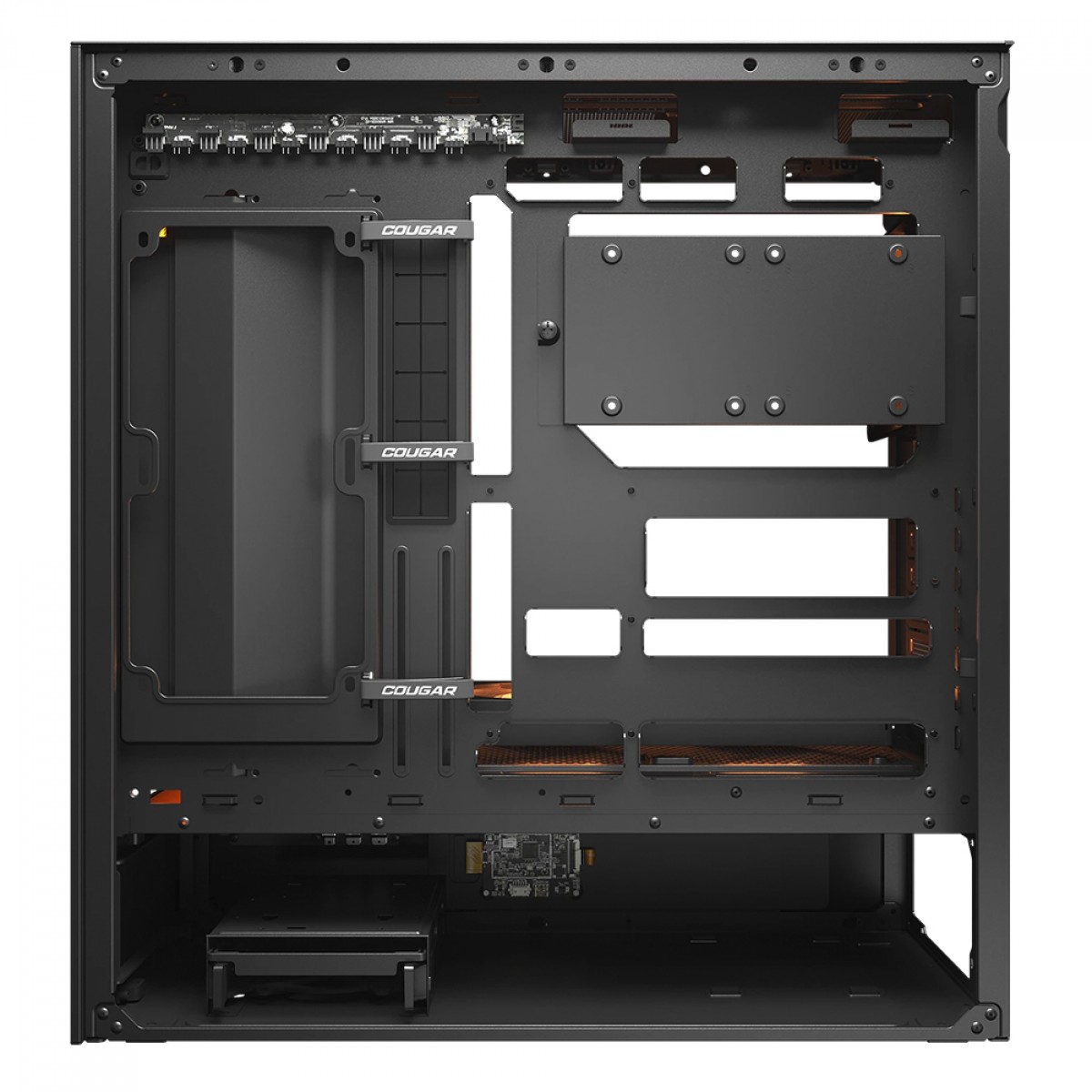Gabinete Gamer Cougar CFV235 Mesh Vision, Mid Tower, Vidro Temperado, ATX, Sem Fonte, Tela LCD IPS, Com 6 Fans ARGB, Preto, 382DA40.0007