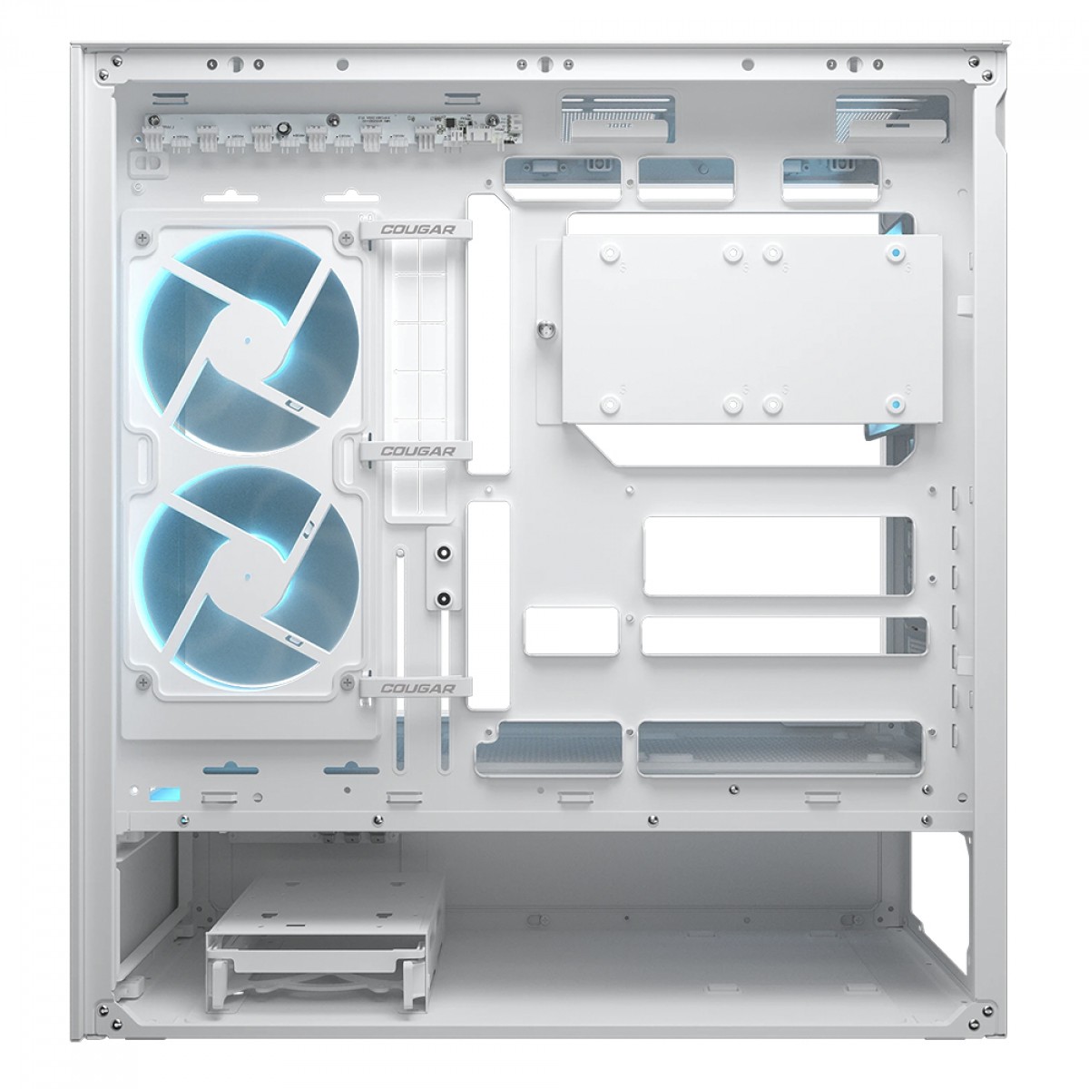 Gabinete Gamer Cougar CFV235, Mid Tower, Vidro Temperado, ATX, Sem Fonte, Com 3 Fans ARGB, Branco, 382DA40.0002