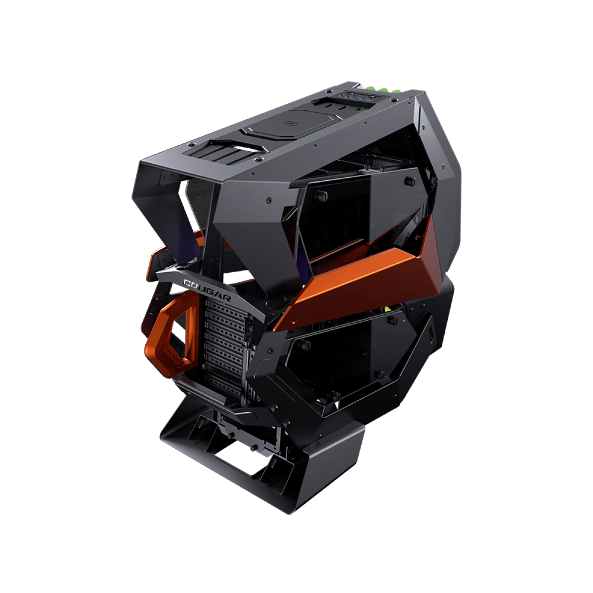 Gabinete Gamer Cougar Conquer 2, Full Tower, RGB, Vidro Temperado, Black/Orange, ATX, Sem Fonte, Com 1 Fan, 109CM10001-02